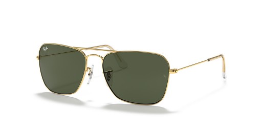 Ray-Ban RB3136 Caravan XL (58 - 15) / Grünen Gläsern und Gold Rahmen Sonnenbrille