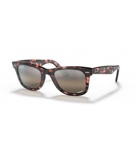 Ray-Ban RB2140 Original Wayfarer Chromance L (50 - 22) / Silber Linsen und Rosa Rahmen Sonnenbrille