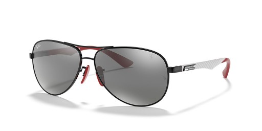 Ray-Ban RB8313M Scuderia Ferrari Collection XL (61 - 13) / Ασημί φακούς και Μαύρα γυαλιά Ηλίου πλαισίων