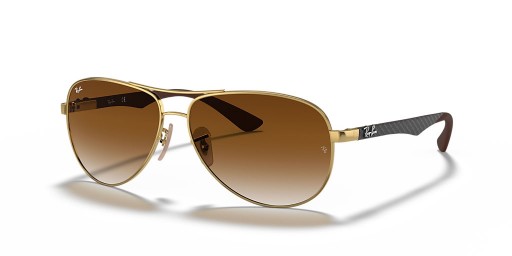 Ray-Ban RB8313 Ινών Άνθρακα M (58 - 13) / Καφέ φακούς και γυαλιά Ηλίου πλαισίων Χρυσή